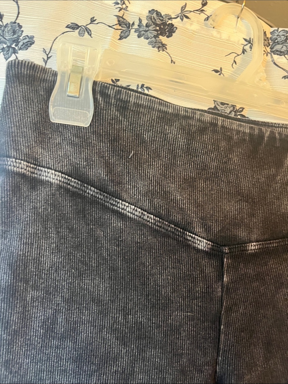 FP Movement Acid Distressed Ribbed Wide Flare Raw Hem Yoga Pants - Picture 4 of 8